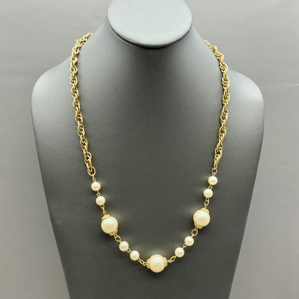 1928 Necklace Women Gold Faux Pearl Vintage Rope Chain Jewelry Statement 22"